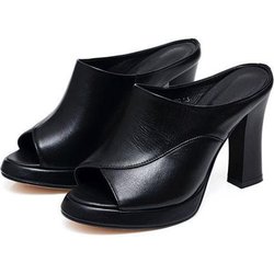 Hausschuhe Damen wasserdichte Plattform dicken Absatz dicken Sohlen High Heels Fishmouth Sexy tragen Sandalen und Schuhe 40 schwarz