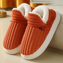 Warme und gemütliche Winter-Fleece-Hausschuhe, Penny-Loafer in Volltonfarbe mit weicher Sohle, bequeme Hausschuhe für drinnen und draußen 40-41 orange