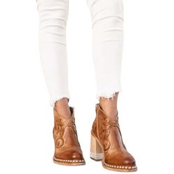 Gestickte Modestiefel Damen Nieten Kristall High Heels Kurze Stiefel Stiefeletten 40 rotbraun