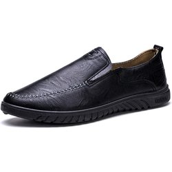 Herren Peas Schuhe Slip-On Casual Comfort Soft Sole Driving Schuhe Schwarze Leder Flats 39 schwarz