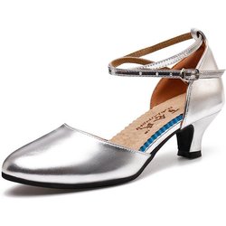 Damen-Schuhe für lateinamerikanischen Tanz, für Damen, für den lateinamerikanischen Ballsaal, Tango, Salsa, elegante Tanzschuhe, große Größe 41 silber