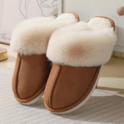 Winter Home Männer und Frauen Hausschuhe Paar Indoor und Outdoor warme Hausschuhe Baumwollpantoffeln 43-44 braun