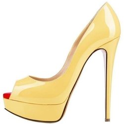 LOSLANDIFEN Sexy Peep Toe Plateau Damen Pumps 14cm Super High Heels Lackleder Schuhe Rot Hochzeit Stilettos Große Größe 43 44 44