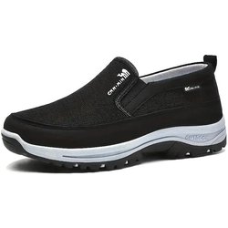 Übergröße 49 Atmungsaktive Strick-Slipper für Herren Bequeme rutschfeste Freizeit-Sneaker mit dicker Sohle für Outdoor-Aktivitäten 48 schwarz