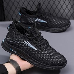 Herrenschuhe Aushöhlen Atmungsaktive Freizeitnetzschuhe Herren Sommerstil Alle Sportarten Modische Schuhe 42 schwarz