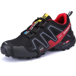 Herren-Kletterschuhe, rutschfeste Outdoor-Trekking-Sneaker, modische, bequeme Sportschuhe 42 schwarz/rot