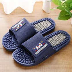 Sommer Herren Fuß Akupunktur Massage Pediküre Hausschuhe Home Badezimmer Rutschfeste Deodorant Paar Freizeit Indoor Sandalen 44-45 blau