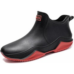 Regenschuhe Knöchel Damen Wasserdichte Schuhe Regenstiefel Herren Rutschfest Abriebfest Plüsch Mode Küche Sommer 38 schwarz/rot