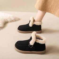 Winter Schneestiefel Damen Pelzintegrierte Kurze Stiefel mit Dickem Samt und Warmen Schnee-Baumwollschuhen 40