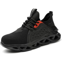Arbeitssicherheitsschuhe für Herren, atmungsaktive Sommerstiefel, Arbeitsstiefel mit Stahlkappe, bruchsicher, für den Bau, Sicherheits-Arbeitsschuhe 41 schwarz