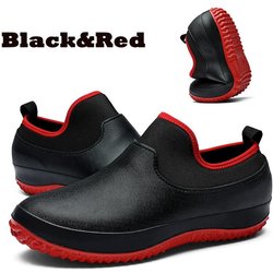 Männer Frauen Küche Schuhe Garten Wasserdicht Sicherheit Slip auf Öl-proof Chef Multifunktionale Restaurant Arbeit Medizinische Schuhe 41 rot/schwarz