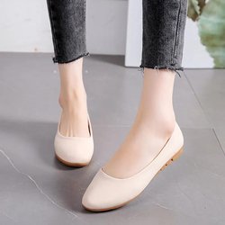 Damenschuhe mit runder Spitze im koreanischen Stil Bequeme Lederschuhe für Damen Krankenschwester-Arbeitsschuhe Mutterschuhe mit weicher Sohle 36 off-weiße