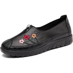 Lederschuhe PU-Leder Damen Einzelschuhe Rutschfest Mittelalterliche und Ältere Mutter Schuhe Weichsohlige Schuhe 40 schwarz