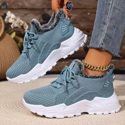 Neue Plus samt verdicken frauen sport schuhe mode lässig warme schuhe rutschfeste und stoßdämpfende winter laufschuhe 39