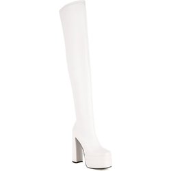 Damenstiefel mit hohen Absätzen, sexy wasserdichte Plateaustiefel im europäischen und amerikanischen Stil, dicke Absätze, einfarbig, große Kniestiefel 44