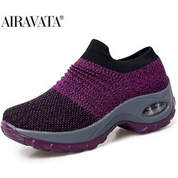 Damen-Freizeitschuhe, modische Nähte, gepolsterte Keilsneaker 37 violett