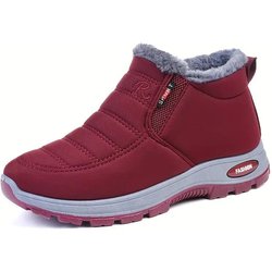 Kuschelige Winterstiefel für Damen, flauschige Plüsch-Plateaustiefel mit rutschfester Sohle und schneefester Traktion 38 rot