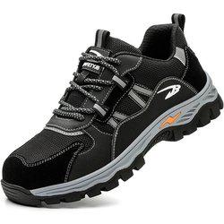 Neueste Kletterschuhe mit Stahlkappe, unzerstörbare Sicherheitsarbeitsschuhe mit Nagelschutz, Anti-Smashing-Schutz für Herren 42 schwarz