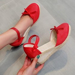 Damen High Heels Schuhe Weibliche Alias Zapatos Mujer frauen Casual Schuhe Atmungsaktive Slip-on Outdoor Freizeit Keile Sandalen 36 rot
