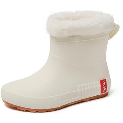 Winter Frau Warme Regenschuhe Gummistiefel Damen Gefütterte Galoschen mit Fell Knöchel Regenstiefel Wasserdicht Garten Wasserstiefel Schuhwerk 40