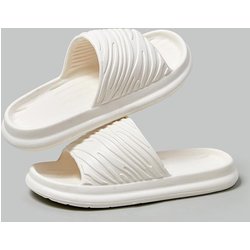 Lucyever 2024 Sommer Weiche Wolken Hausschuhe Damen Leicht Anti-Rutsch Flache Pantoletten Frau Bequeme Eva Plateau Sandalen Weiblich 40-41 weiß