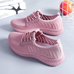Sommer-Mesh-Schuhe für Damen, atmungsaktiv, dünn, rutschfest, weicher Boden, nicht müde Füße, alte Peking-Stoffschuhe, Schuhe für Mütter mittleren Alters 40 dunkel rosa