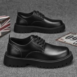 Wasserdichte Business-Schuhe aus schwarzem Leder mit dicker Sohle für Herren, Herbst 2024 – Arbeitskleidung für Köche im koreanischen Stil. Size 44
