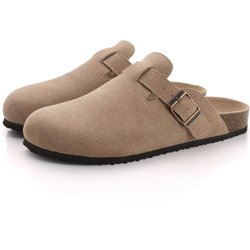 Comwarm Fashion Damen Wildleder Pantoletten Hausschuhe Herren Clogs Kork-Innensohle Sandalen mit Fußgewölbeunterstützung Outdoor Strand Slides Hausschuhe 40