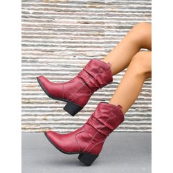 Mitte Wade Viereckiger Absatz Gummi Moderne Stiefel für Damen Heißer Verkauf Winter Einfarbig Slipper Damen Schuhe Mittlerer Absatz Spitze Stiefel 37 wassermelone roten
