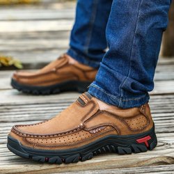 Outdoor-Jugend-Leder-Freizeit-Herrenschuhe, modische rutschfeste Wanderschuhe 42 braun