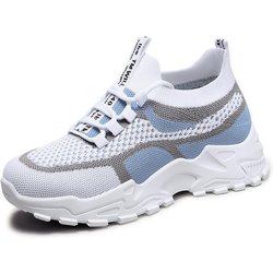 Große atmungsaktive Mesh-Plateau-Sneakers für Damen, lässige Schnürschuhe für draußen, bequeme Low-Top-Sneaker 36 blau