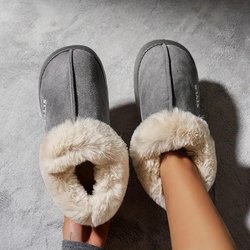 Winter Minimalistische Mode Indoor Zuhause Bequem Rutschfest Warm Weich Dicksohlig Kältefest Verdickt Plus Samt Flauschige Hausschuhe Kurze Stiefel 40-41 grau