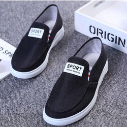 Old Beijing Herren-Stoffschuhe, rutschfeste, verschleißfeste Denim-Low-Top-Sneaker, Segeltuch-Herrenschuhe 44 schwarz