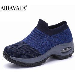 Damenmode Freizeitschuhe Erhöhte Shake-Schuhe Luftkissen Atmungsaktive rutschfeste Turnschuhe 37 dunkelblaue