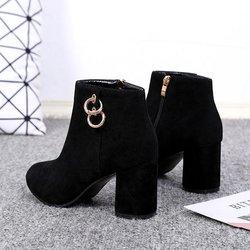 Herbst Winter Wildleder Casual Chelsea Stiefel Damen Mode Stiefeletten Winter Plüsch Warme Damen Stiefel 35 schwarz