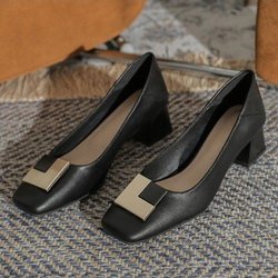 Mode High Heels Frauen Party Schuhe Elegante Büro Dame Schuhe Marke Frauen Mittleren Quadratischen Absatz 4 cm 38