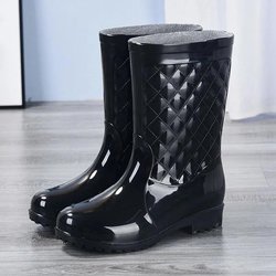 Verdickte Haushaltswäsche-Gummischuhe, rutschfeste Regenstiefel, mittelhohe Mode-Überschuhe für Damen, wasserdichte Kunststoffschuhe, Wassertreten, Regenschuhe 38 schwarz
