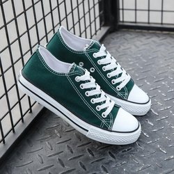 Modische Segeltuchschuhe für Paare, Studenten, Sport, einfarbige Segeltuchschuhe 44 dunkelgrüne