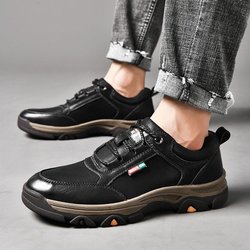 Leichte Outdoor-Wanderschuhe aus Leder für Herren 44 schwarz