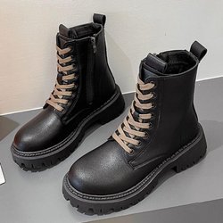 Leder-Schneestiefel Damen Plüsch Verdickte Baumwolle Damenschuhe Hohe Winter Warme Kurze Stiefel Warme Rutschfeste Stiefel Damen 40