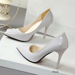 Neue Feste Farbe Pumps Frauen High Heel Schuhe Weibliche Mode Lackleder Sexy Spitz Dünne Ferse Hochzeit Schuhe Größe 44 38 grau