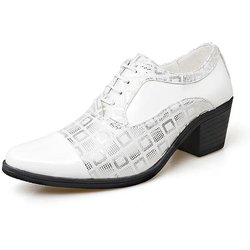 Formelle Schuhe für Herren, High Heels, Business-Kleiderschuhe, Oxfords mit spitzer Spitze, formeller Schuh für Herren, Luxus-Lederschuh für Hochzeitsfeiern 43 weiß