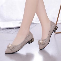 Frühlings- und Sommerpumps Damenschuhe mit spitzer Spitze und niedrigem Absatz im koreanischen Stil mit dicken Absätzen 35