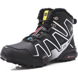 Herren Winter Outdoor High-Top Schneestiefel - Rutschfest, Wollfutter, Leichtgewicht, Verdickt, Warme Bergsteigerschuhe 46 schwarz weiße