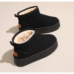 Flache Sohle, verdicktes Fleece, warme Schuhe, Damen-Schneestiefel in Übergröße 36