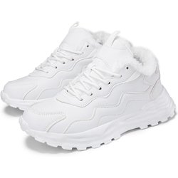 TUINANLE Winterschuhe Damen Plateau Dicke Sohle Sneakers Warme Plüschschuhe 41 weiß