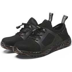 Arbeitsschuhe Herren Sicherheitsschuhe Bauschuhe mit Stahlkappe Arbeitssicherheitsstiefel Herrenschuhe Pannensichere Arbeitsschuhe Sommerschuhe Atmungsaktiv 48 schwarz