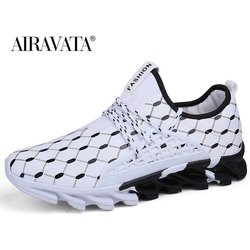 Herrenmode bedruckte Sport-Laufschuhe, atmungsaktive Outdoor-Freizeitschuhe, Übergröße 39–47 45 weiß