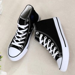 Männer/Frauen High Top Segeltuchschuhe Studentenschuhe Paar trendige Schuhe atmungsaktive Segeltuchschuhe 35-44 36 schwarz