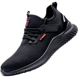 Arbeitsschutzschuhe für Herren, atmungsaktiv, stoßfest, durchtrittsicher, weiche Sohle, geruchshemmend, mit Stahlkappe umwickelt, leichte Arbeitsschuhe 43 schwarz
